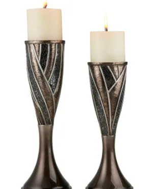 12 & 14 in. Lelei Candleholder, Silver & Gold - Set of 2