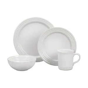 16pc Stoneware Dinnerware Set White