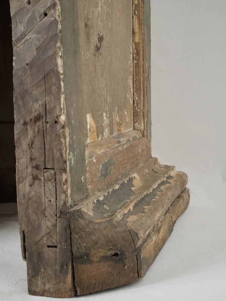 18th-Century Italian Carved Wood Pedestal w/ timeworn green & gilt patina 32¼"