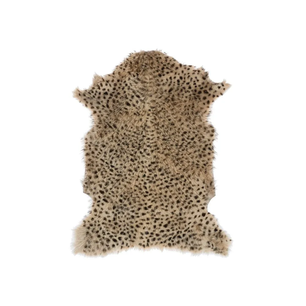 2' X 3' GOAT FUR RUG, LEOPARD PRINT