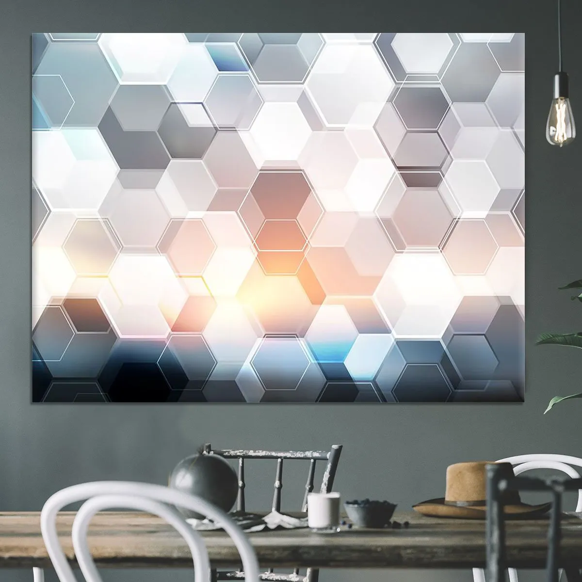 Abstract modern tech hexagon Canvas Print or Poster