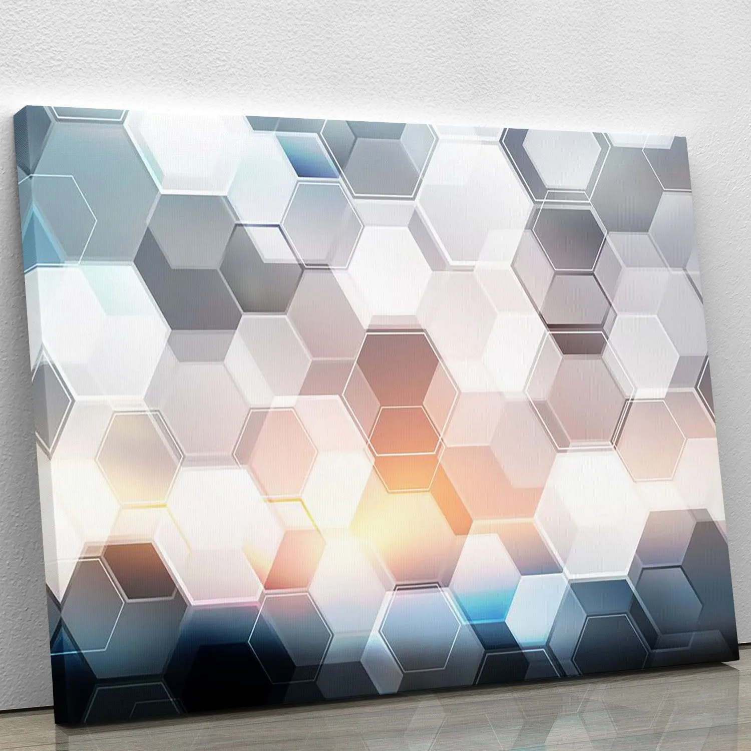 Abstract modern tech hexagon Canvas Print or Poster