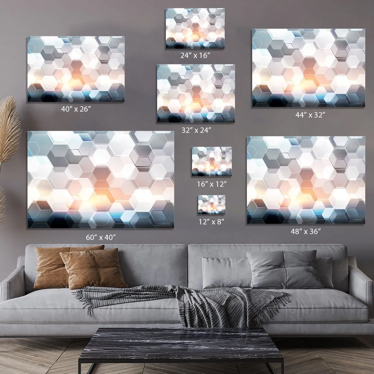 Abstract modern tech hexagon Canvas Print or Poster