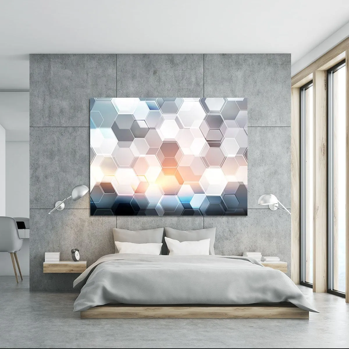 Abstract modern tech hexagon Canvas Print or Poster