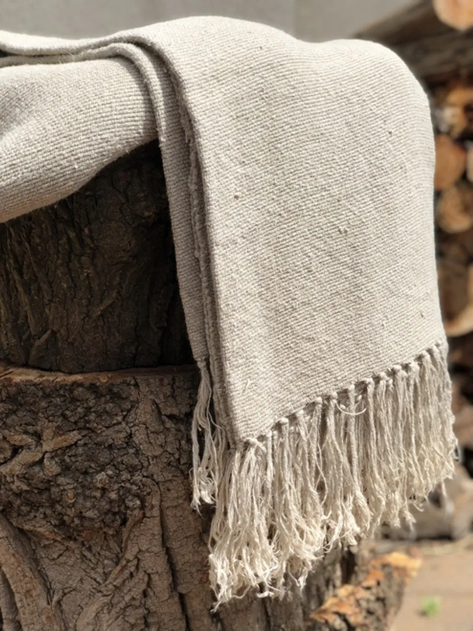 Alder Handloomed 100% Linen Throw | Natural