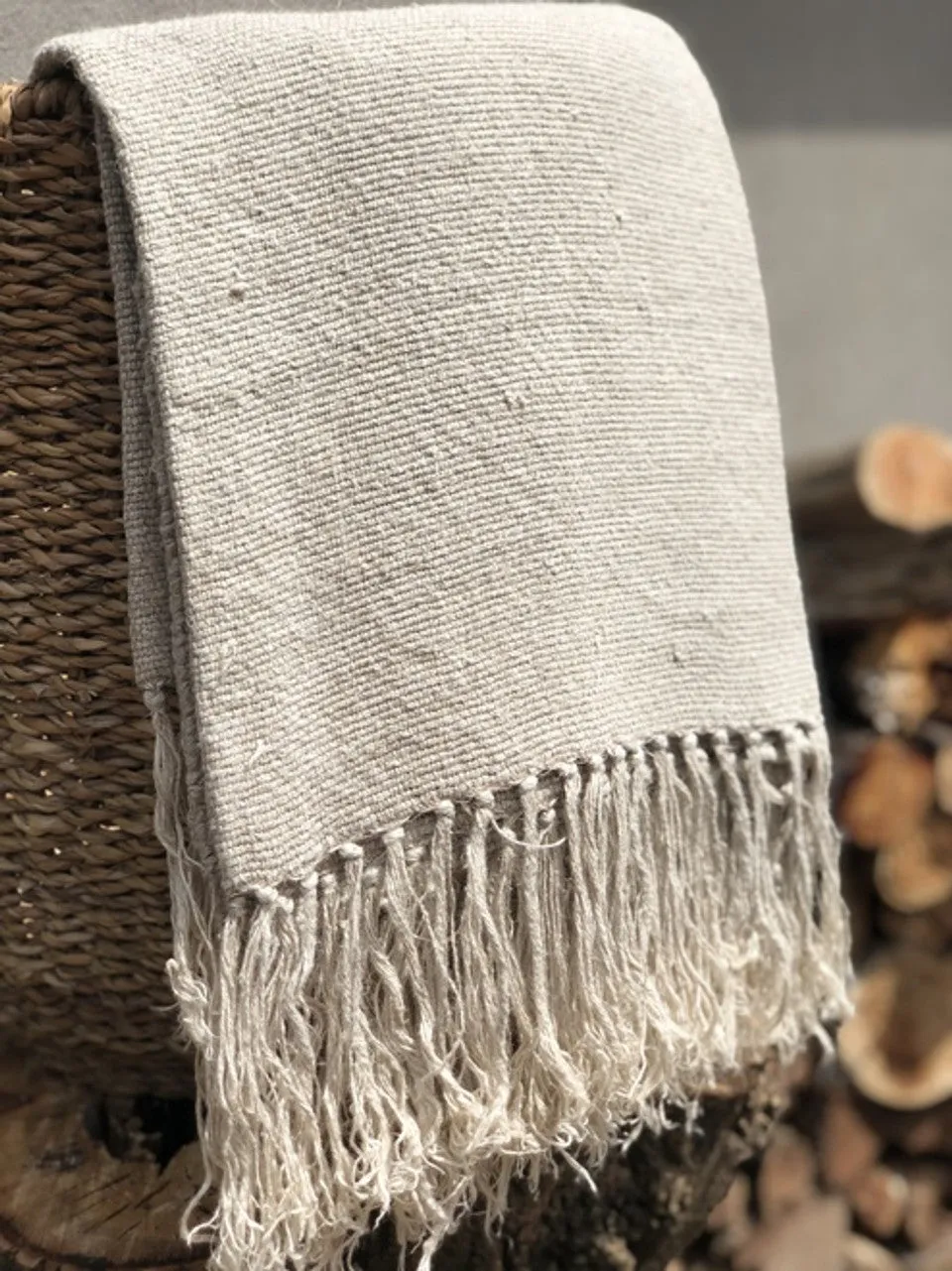 Alder Handloomed 100% Linen Throw | Natural