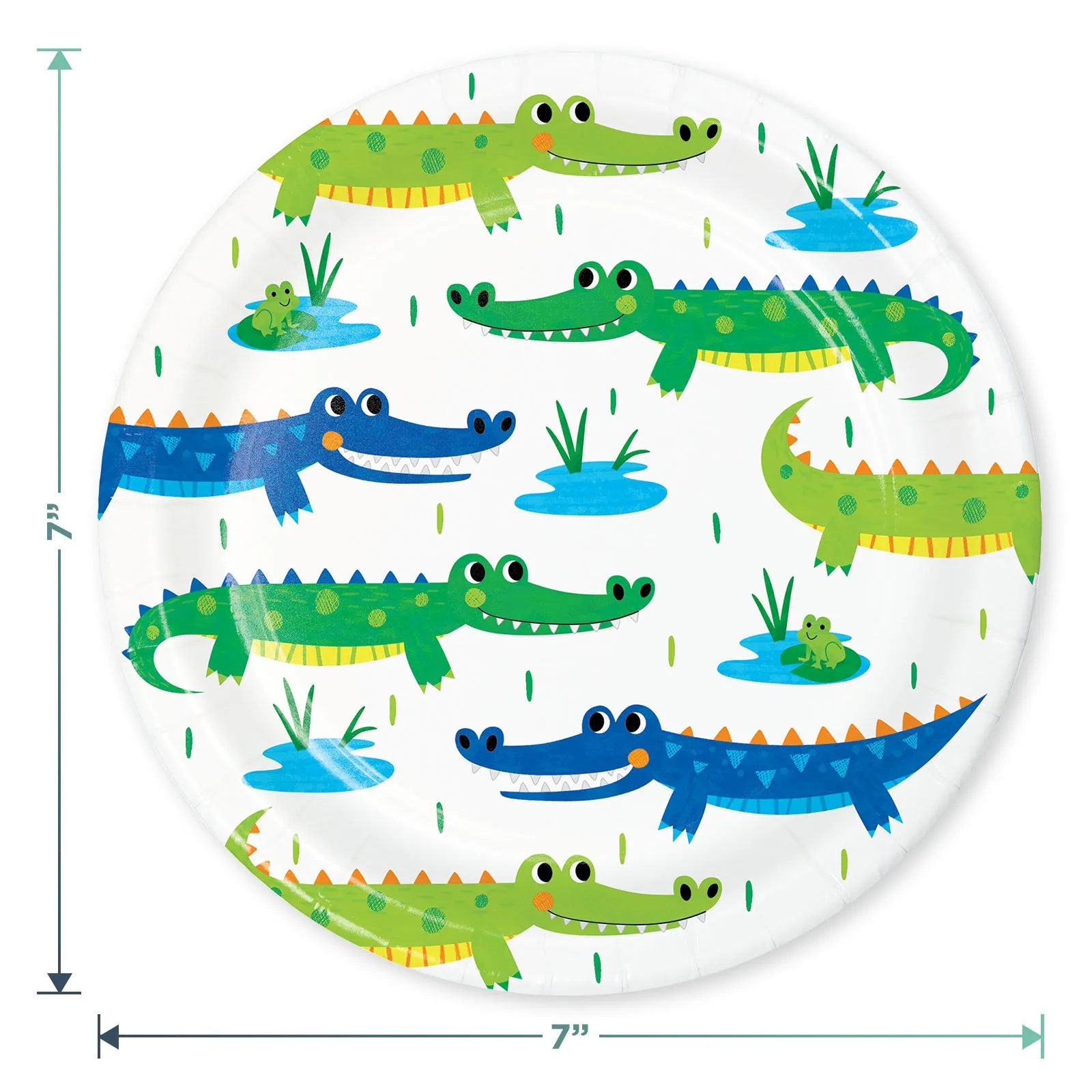 Alligator Party Supplies - Paper Dessert Plates, Beverage Napkins, and Table Cover Set (Serves 16)