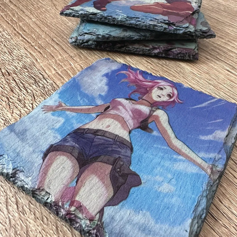 Anime Style Slate Coasters - Anime Girl #1