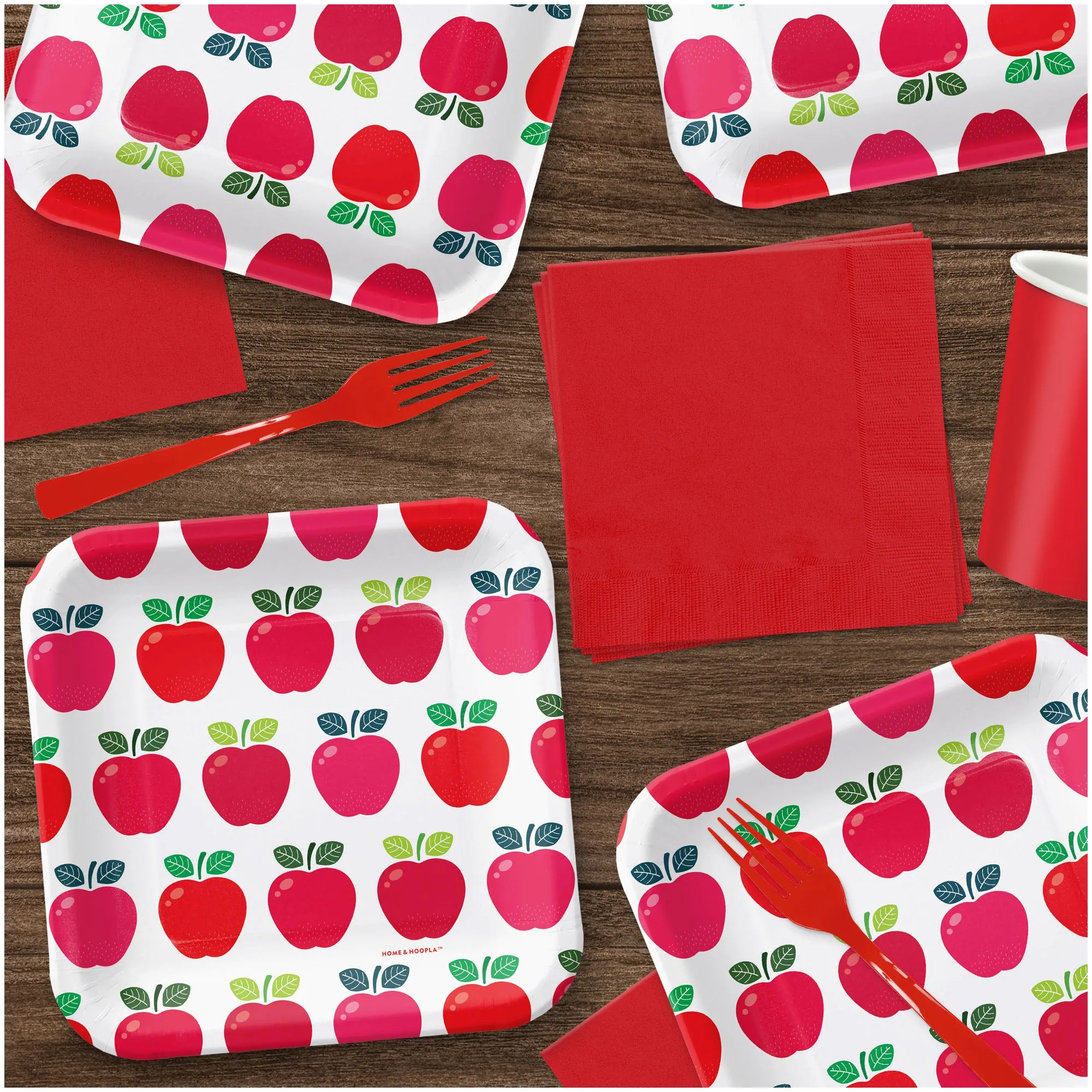 Apple Party Supplies - Apple Variety Square Paper Dessert Plates for 16 Guests