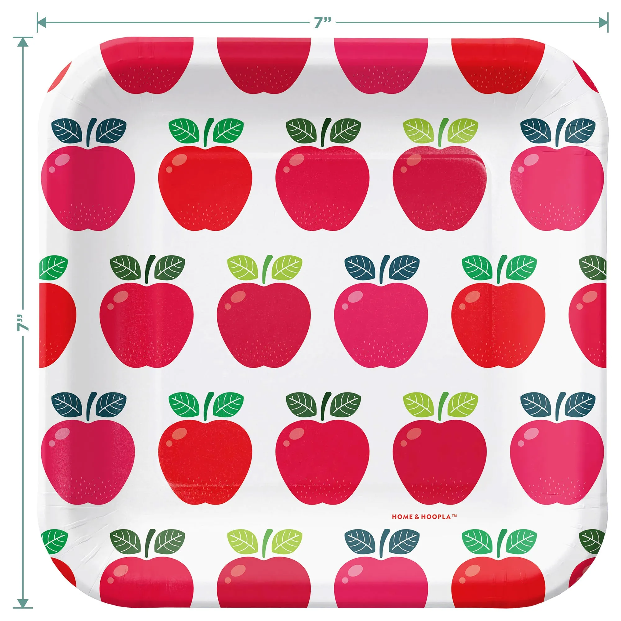 Apple Party Supplies - Apple Variety Square Paper Dessert Plates for 16 Guests