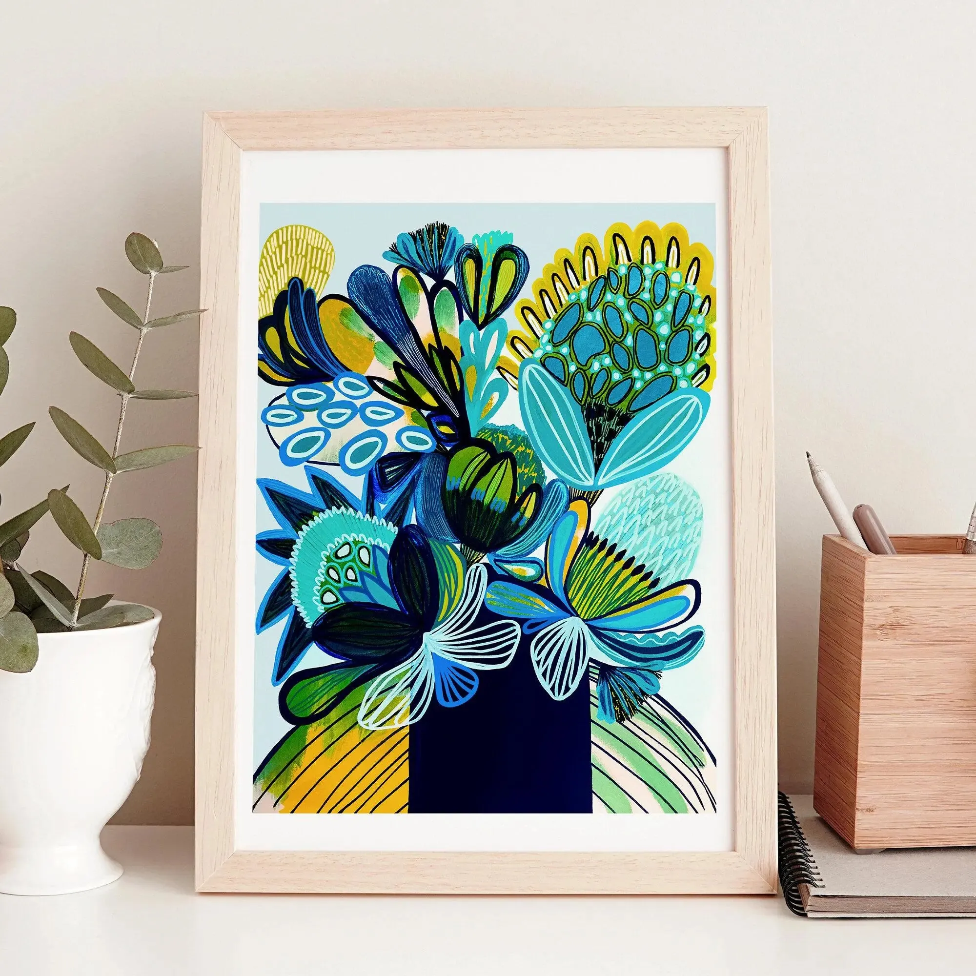 Australia Blue Bush Flora Art Print