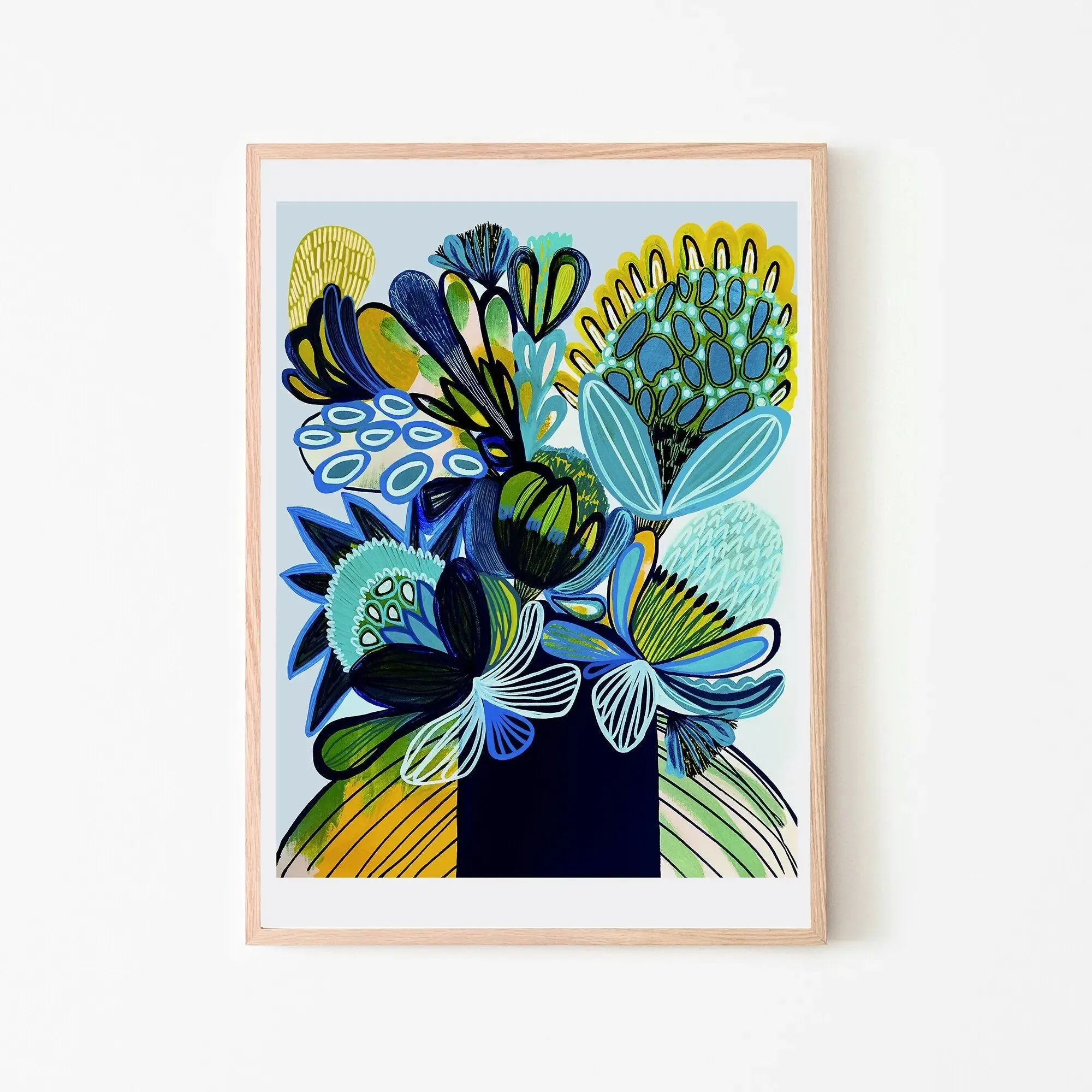 Australia Blue Bush Flora Art Print