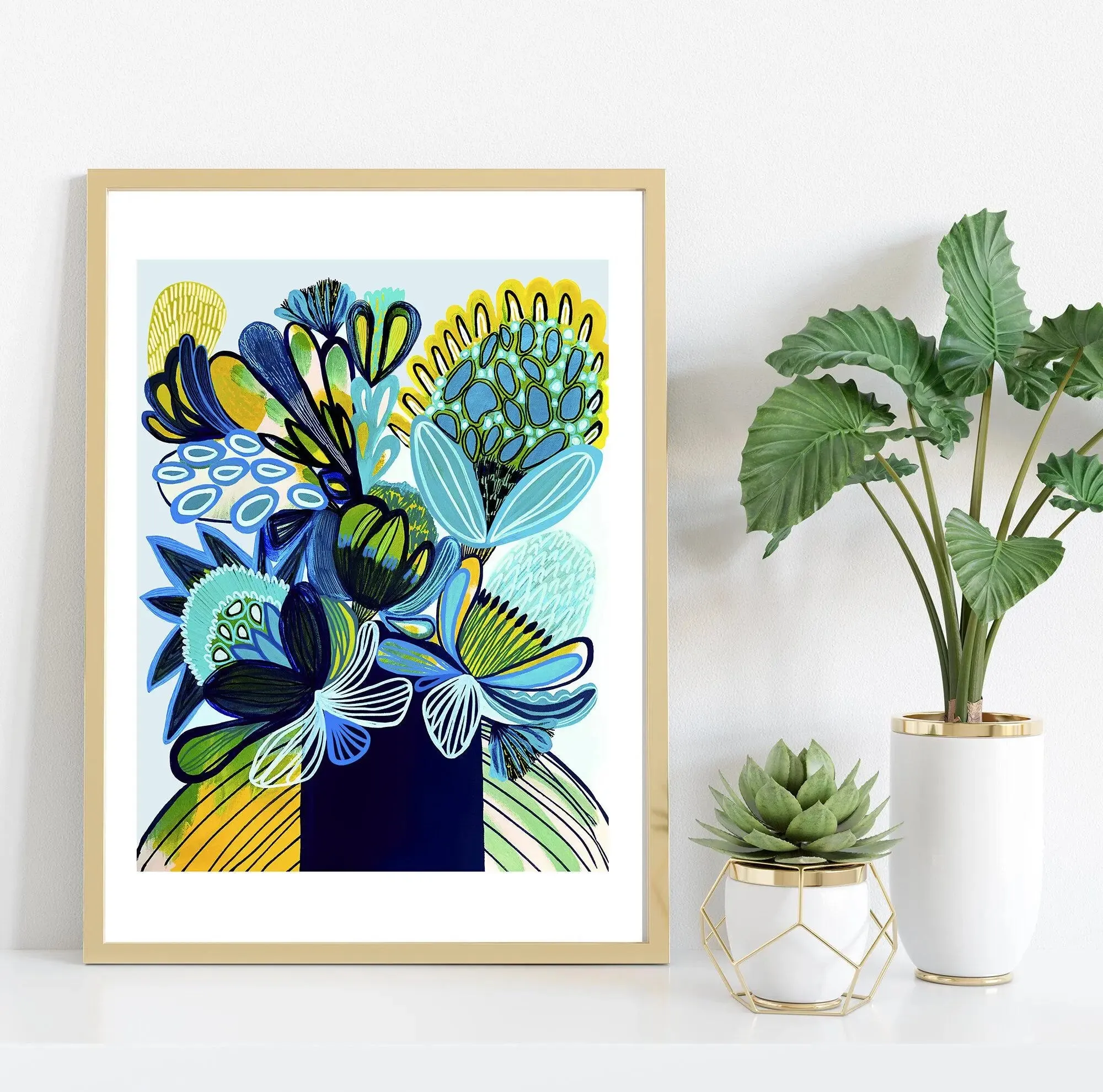 Australia Blue Bush Flora Art Print