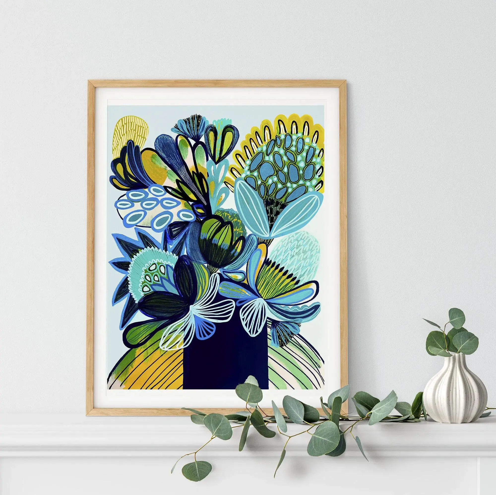 Australia Blue Bush Flora Art Print