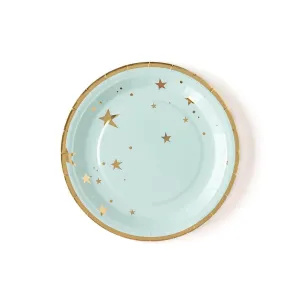 Baby Blue Gold Star Plates