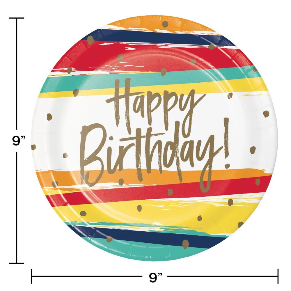 Birthday Stripes Dinner Plate (8/Pkg)