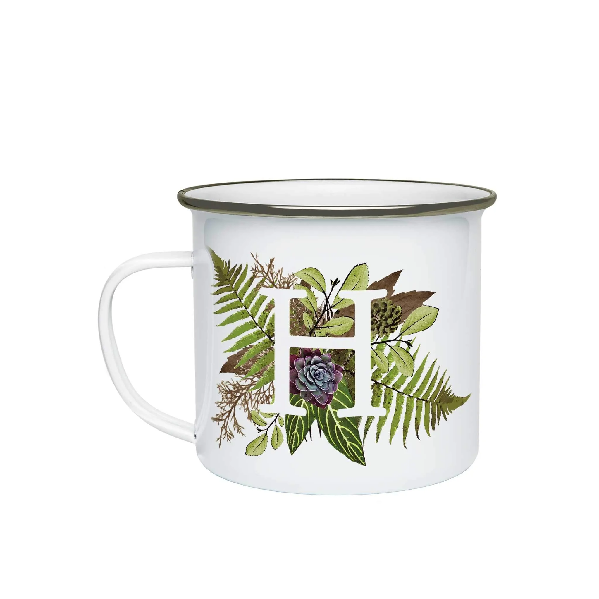 Botanical Monogram Enamel Mug