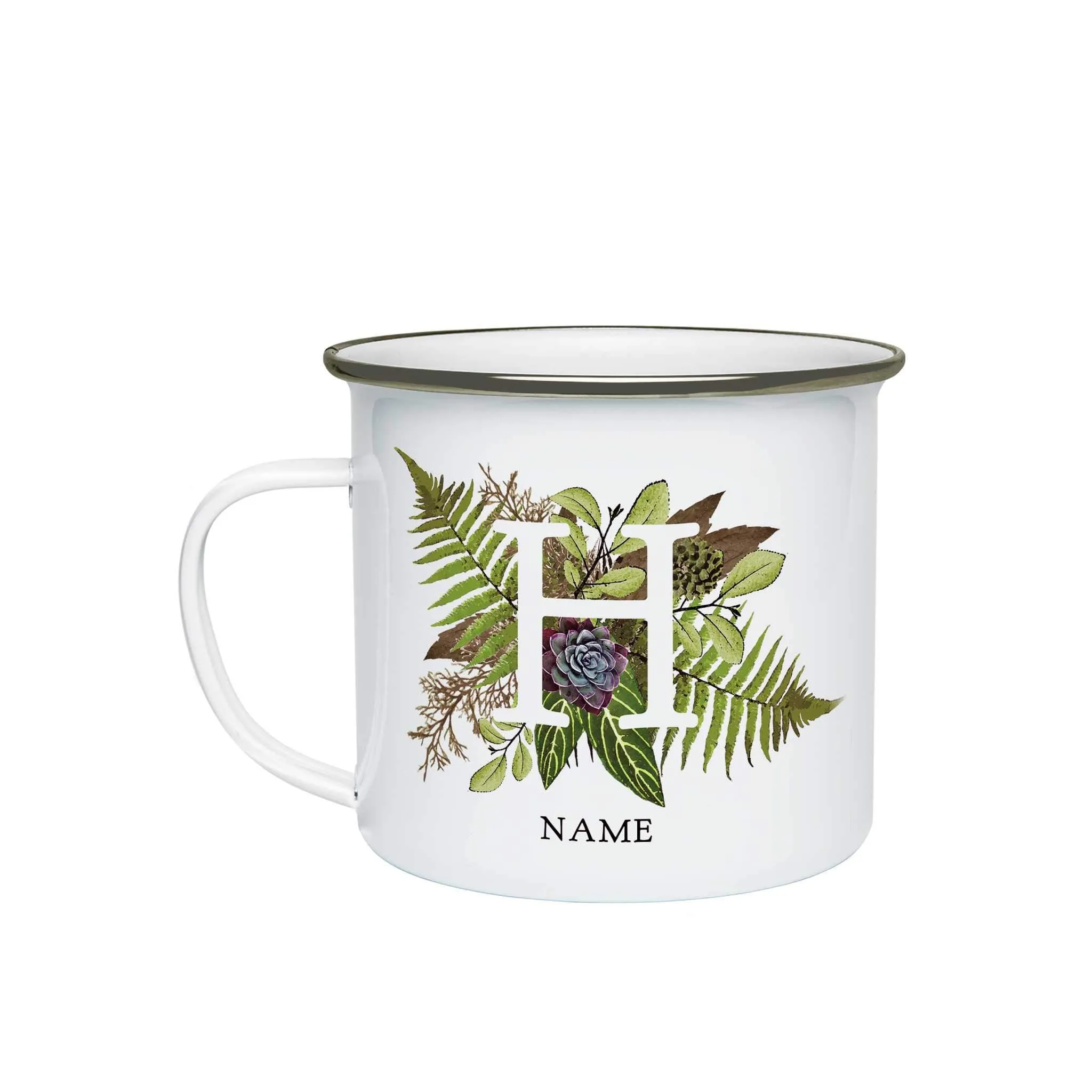 Botanical Monogram Enamel Mug