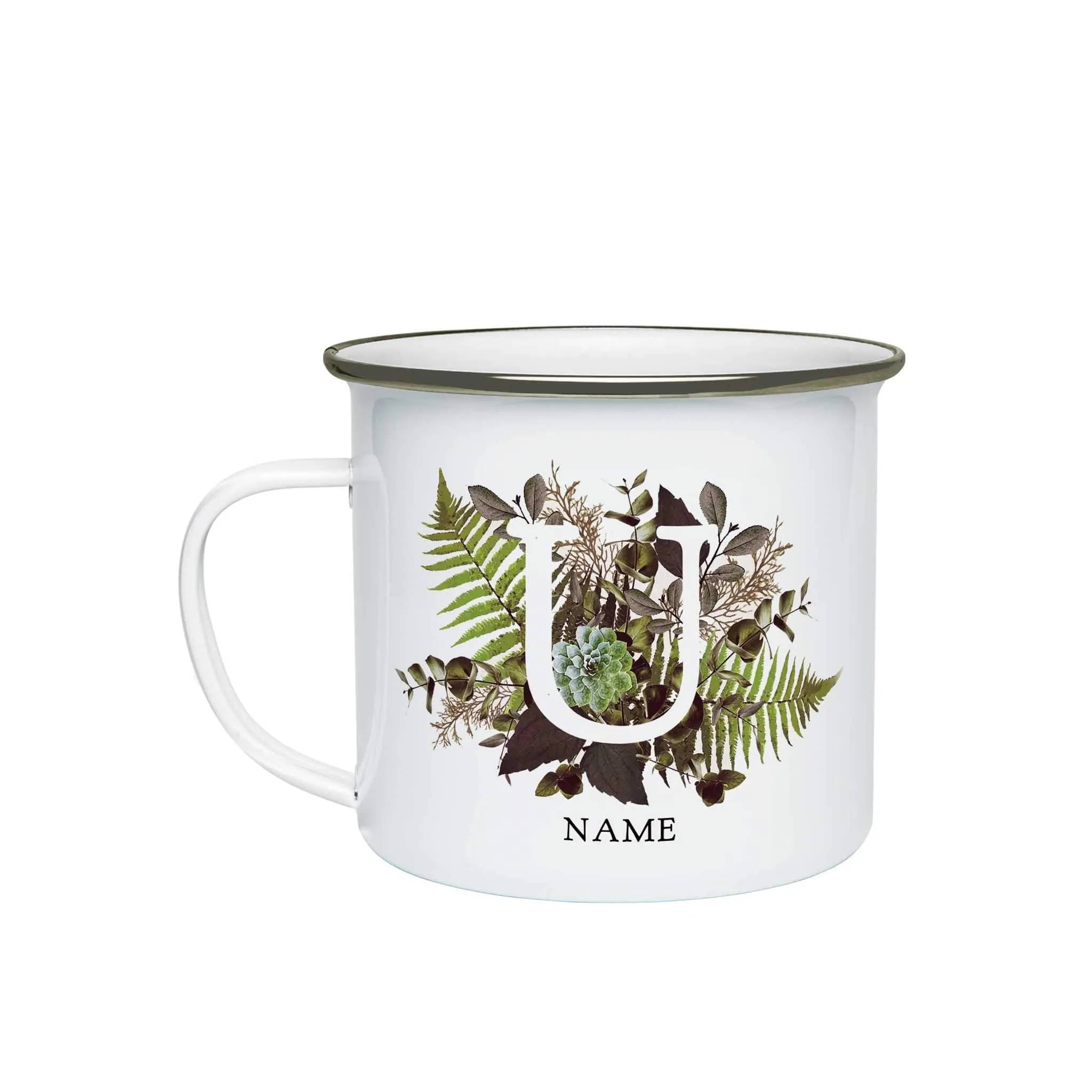 Botanical Monogram Enamel Mug