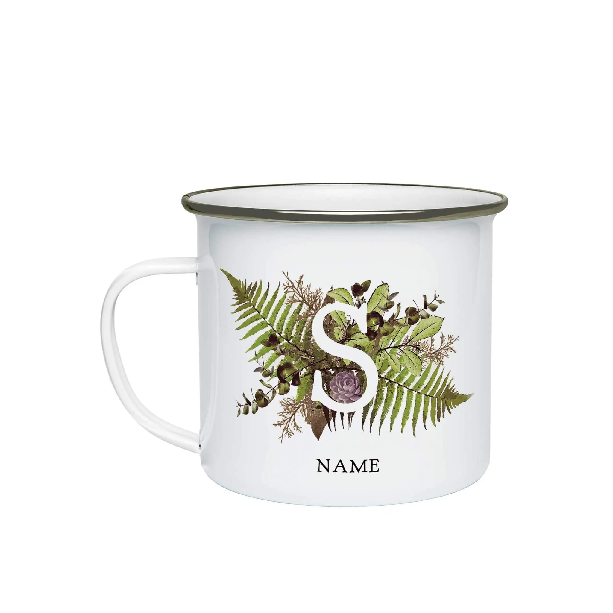 Botanical Monogram Enamel Mug