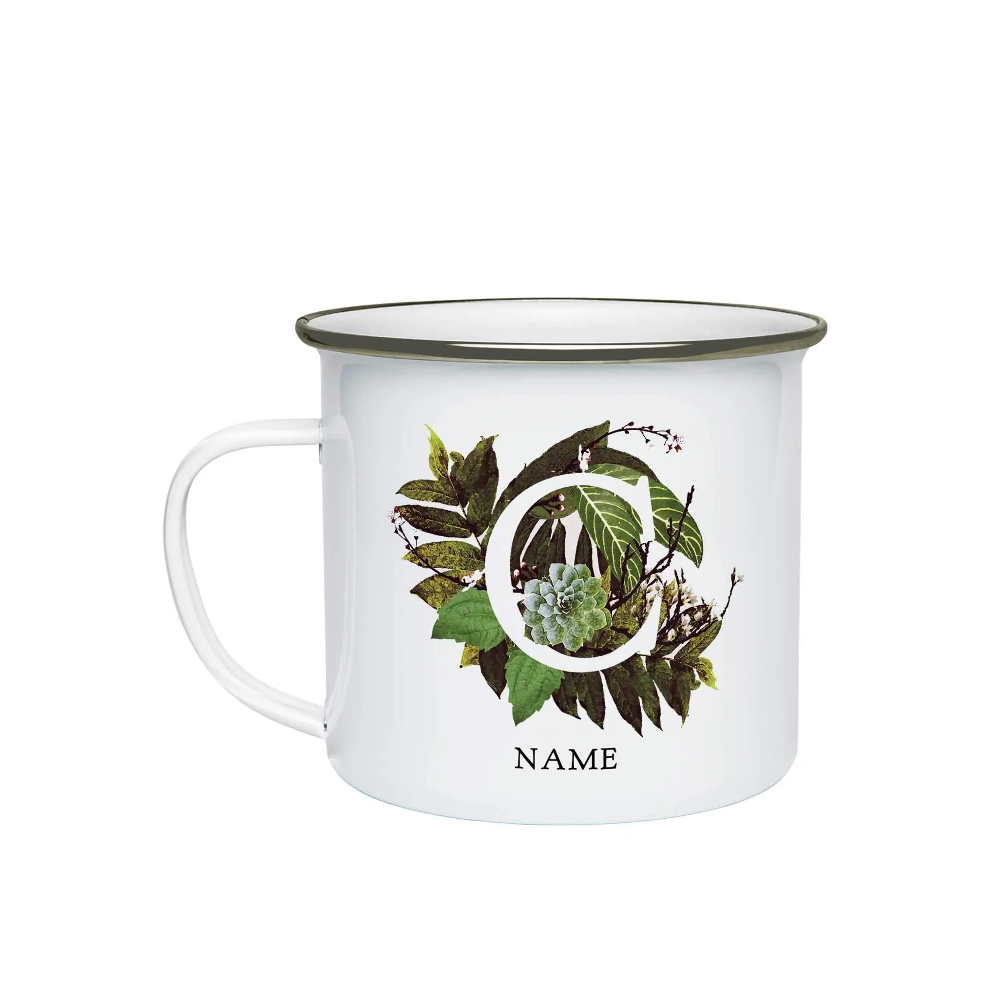 Botanical Monogram Enamel Mug