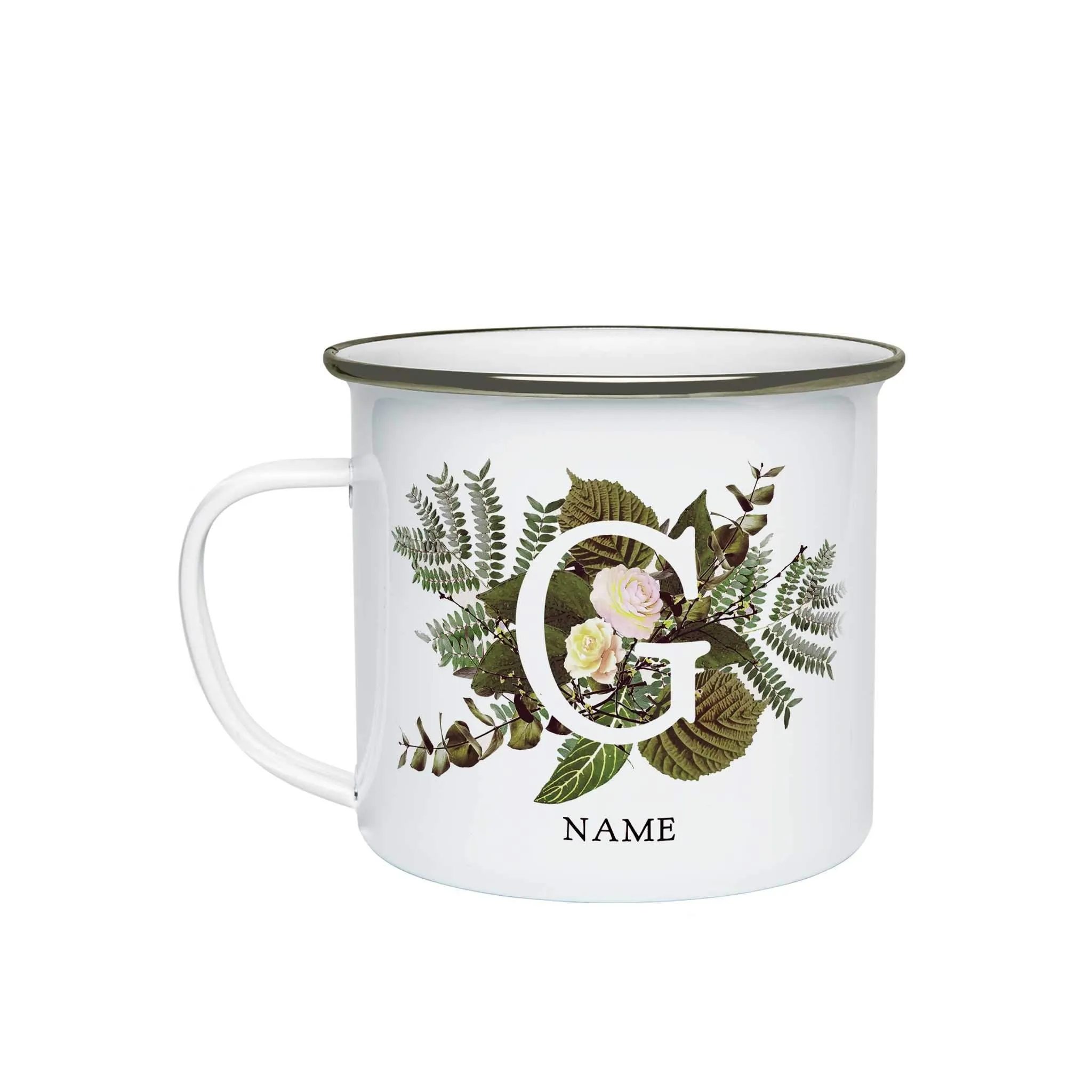 Botanical Monogram Enamel Mug