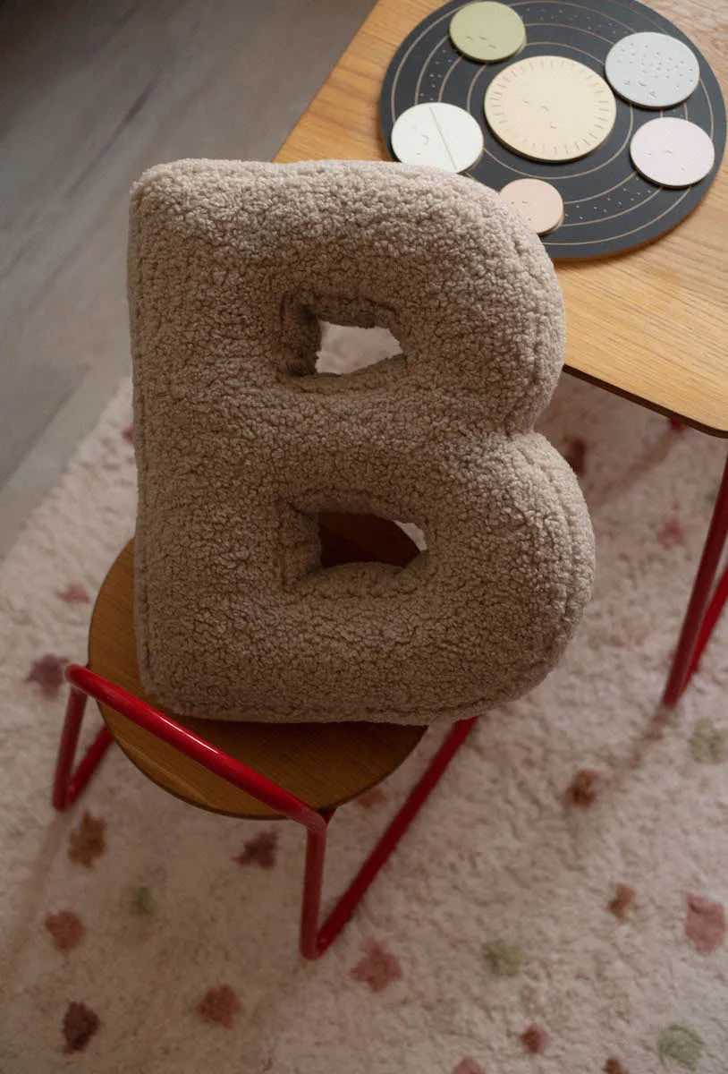 Boucle Letter Cushion B Mocha | Teddy Letter Cushion Mocha