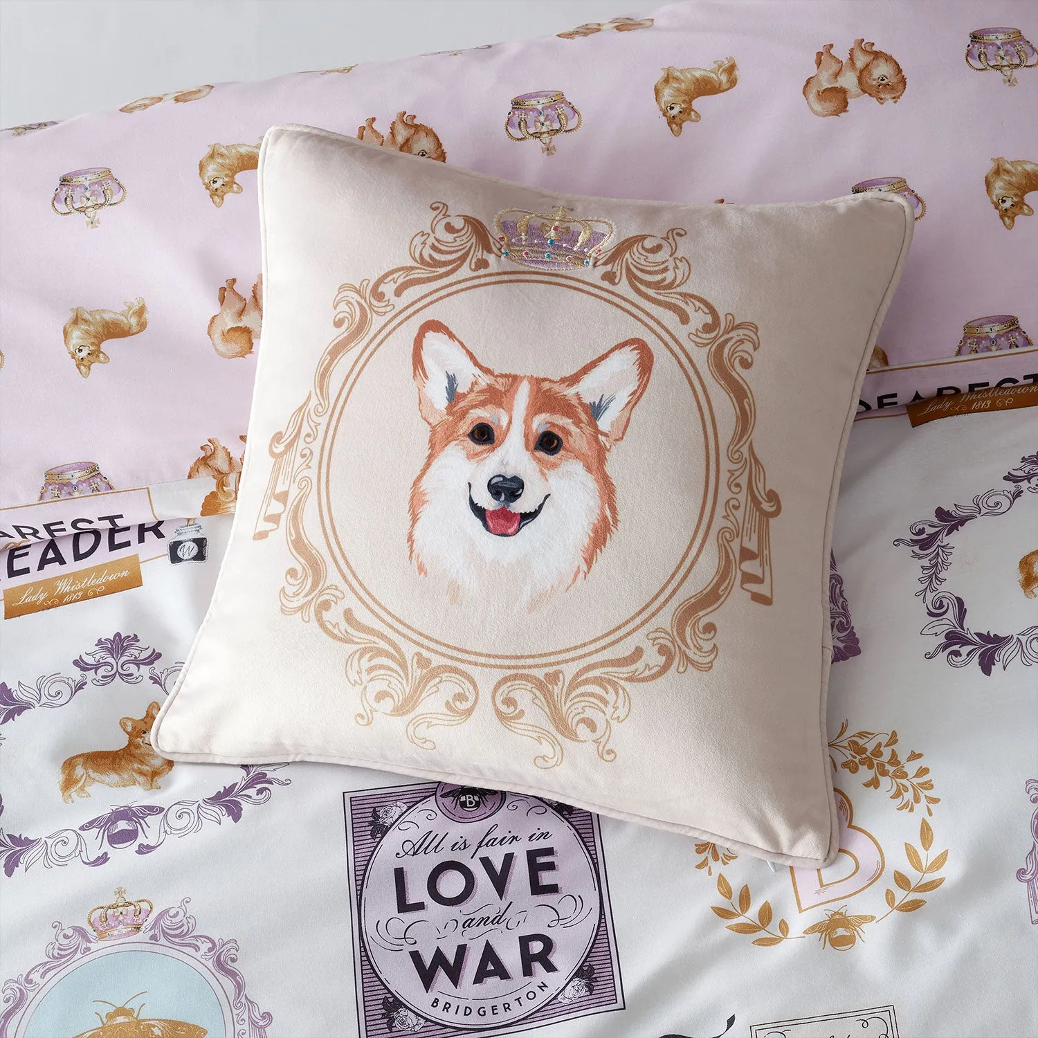 Bridgerton By Catherine Lansfield Mr Newton Corgi Cushion (45cm x 45cm)