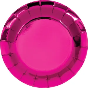 Bulk Pink Paper Dessert Plate, Foil (Case of 96)