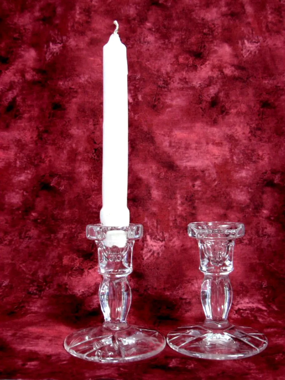 Candleholders Mikasa Cut Lead Crystal Rose Motif Pair 1970s USA Crystal Candle Holders