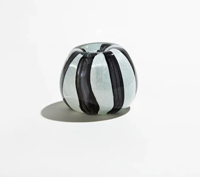 Candy Stripe Candle Holder Black/White