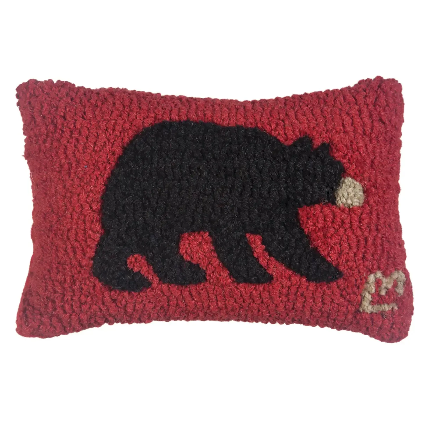 Chandler 4 Corners Red Bear Wool Hook Cushion