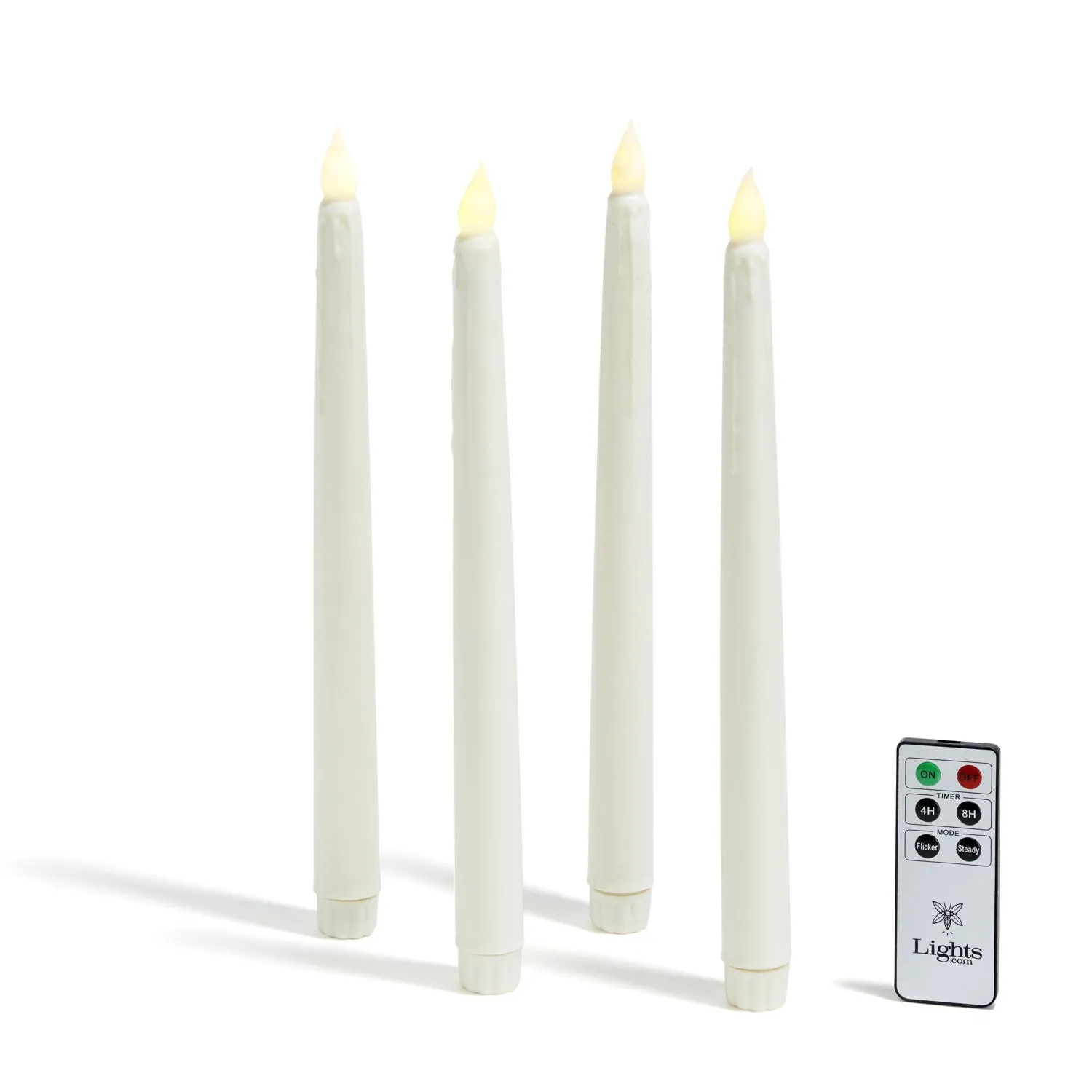 Classic Ivory 10" Drip Wax Flameless Taper Candles, Set of 4