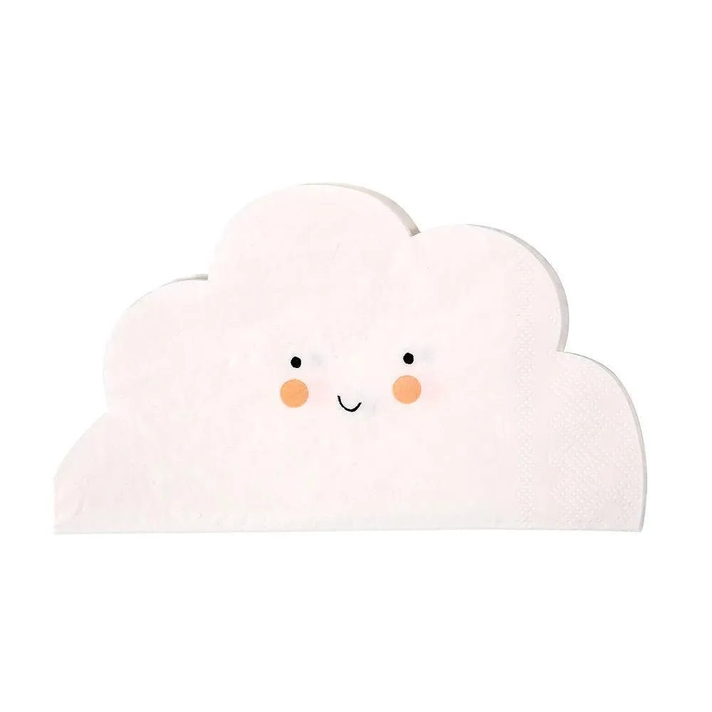 Cloud Shaped Napkins, Set of 20 Cloud Napkins with a Smiley Face, Perfect Touch for a Baby Shower or Spring Birthday