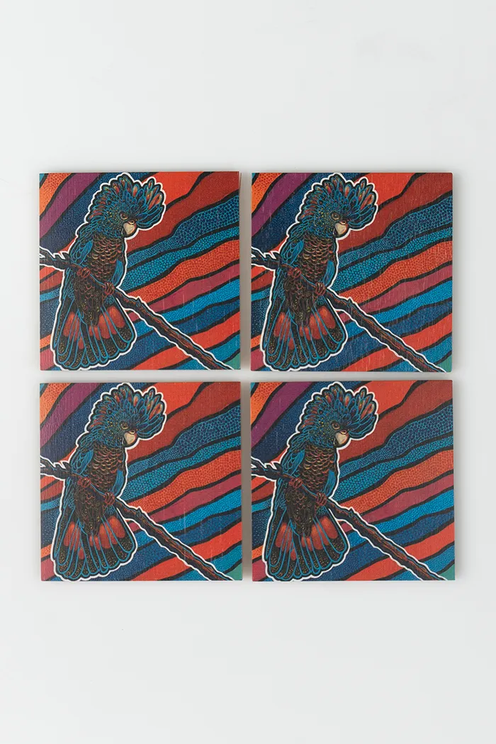 Cockatoo Firebird Bamboo Coaster Set (4 Pack)