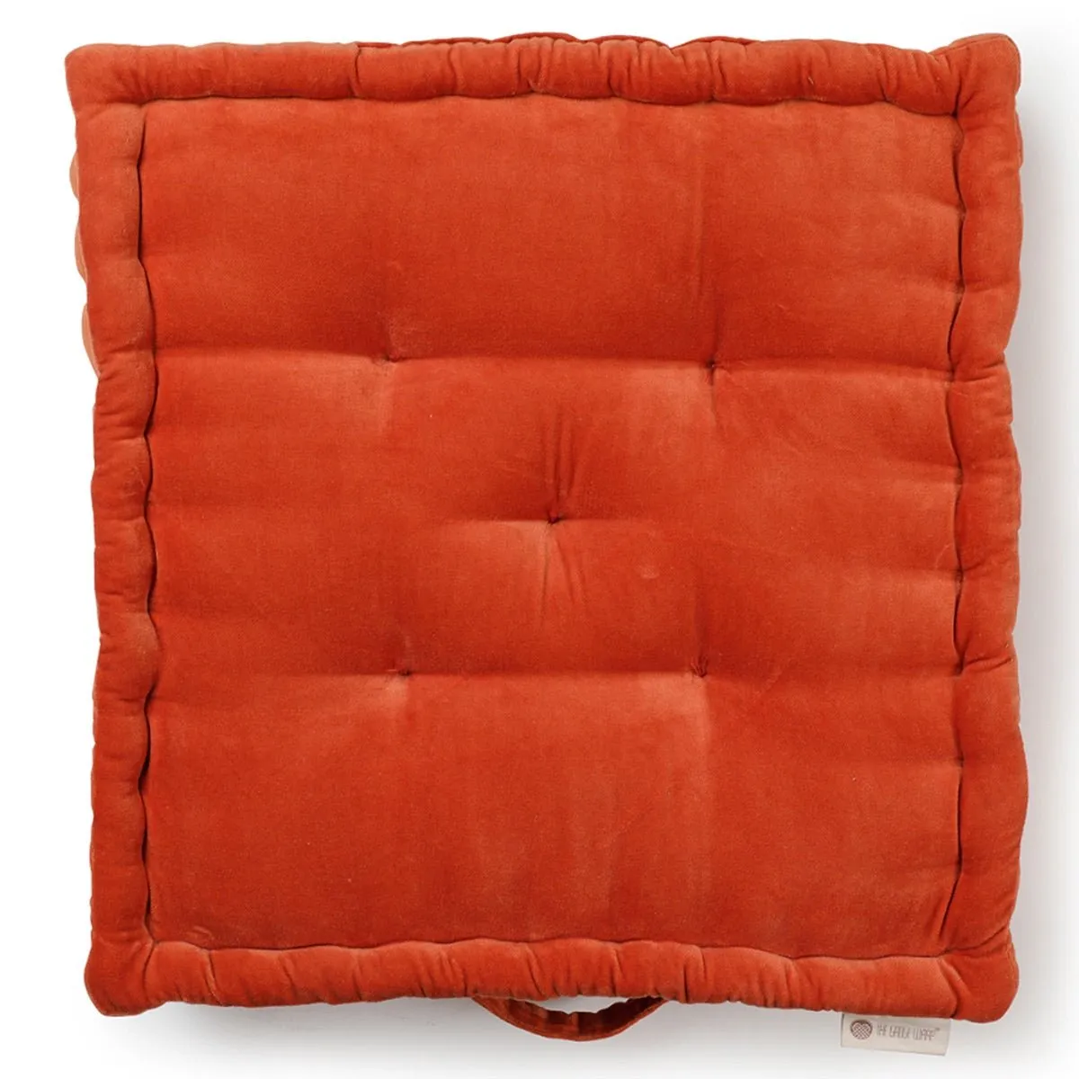 Colour Blocking Velvet Floor Cusion (Orange Peel)