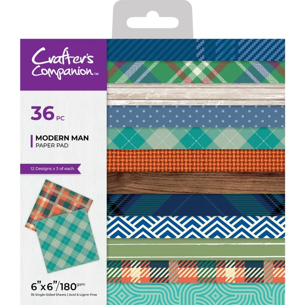 Crafter's Companion Modern Man Paper Pad 6"X6" Modern Man