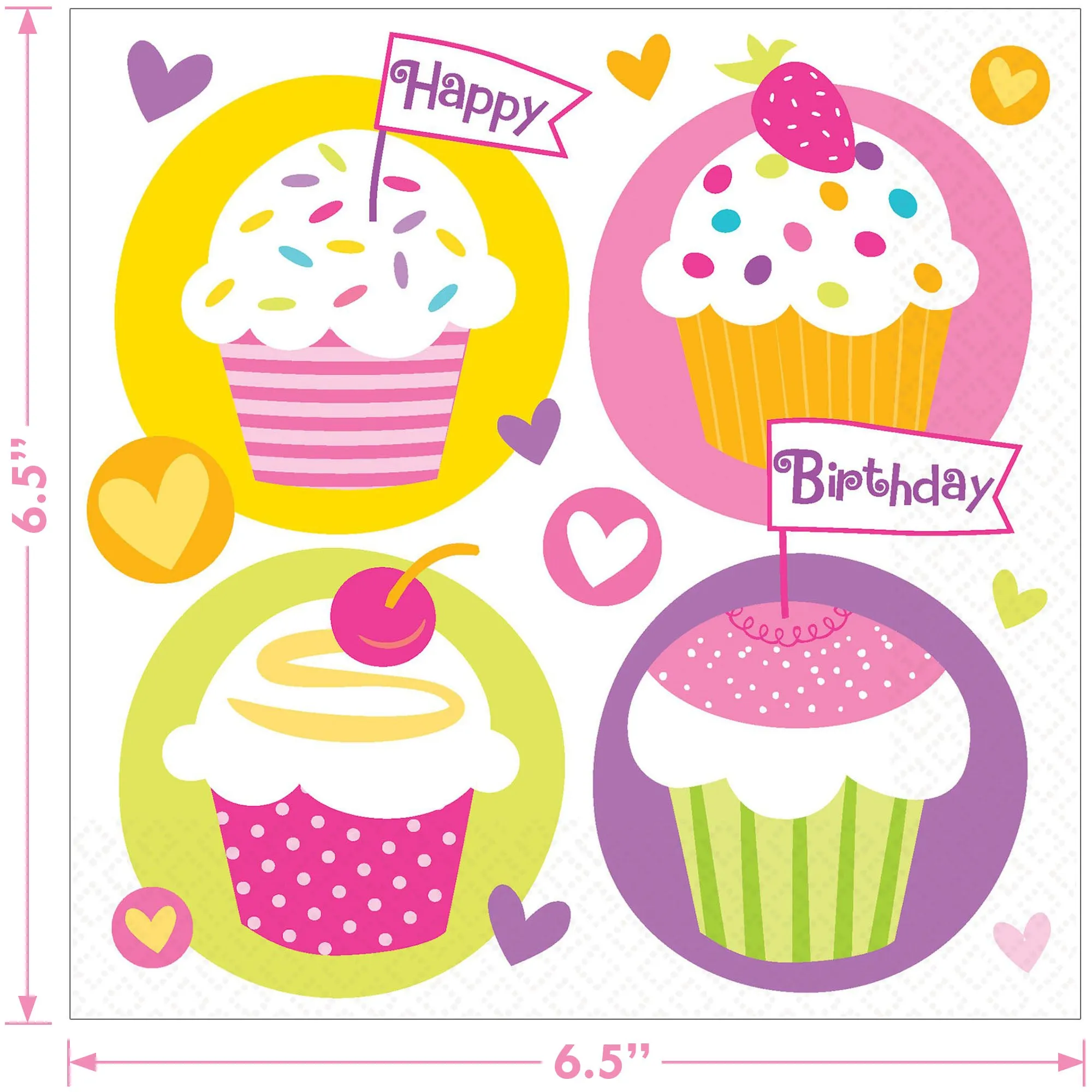 Cupcake Party Supplies - Sprinkle Cupcake Birthday Paper Plates and Napkins (Serves 16)