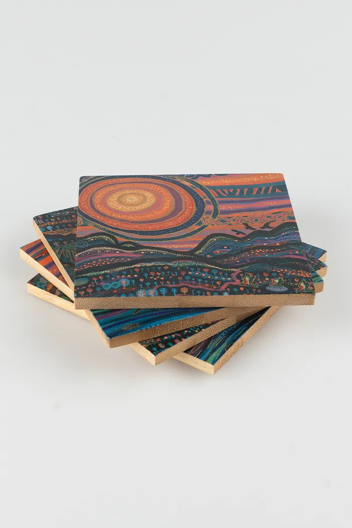 Currumbin Sunset Bamboo Coaster Set (4 Pack)