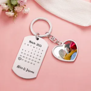 Custom Photo Calendar Keychain Personalized Save The Date Keychain Gift