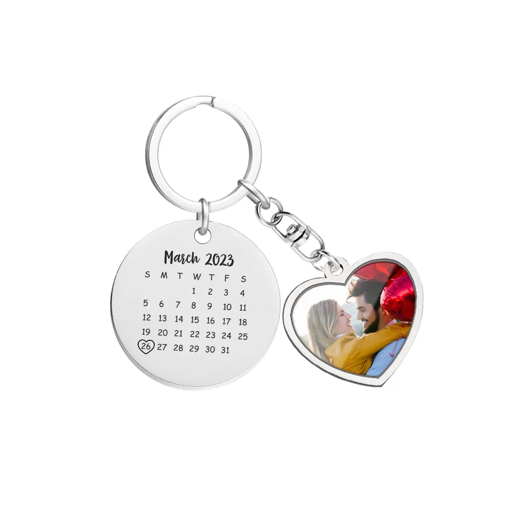 Custom Photo Calendar Keychain Personalized Save The Date Keychain Gift