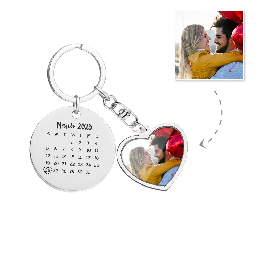 Custom Photo Calendar Keychain Personalized Save The Date Keychain Gift