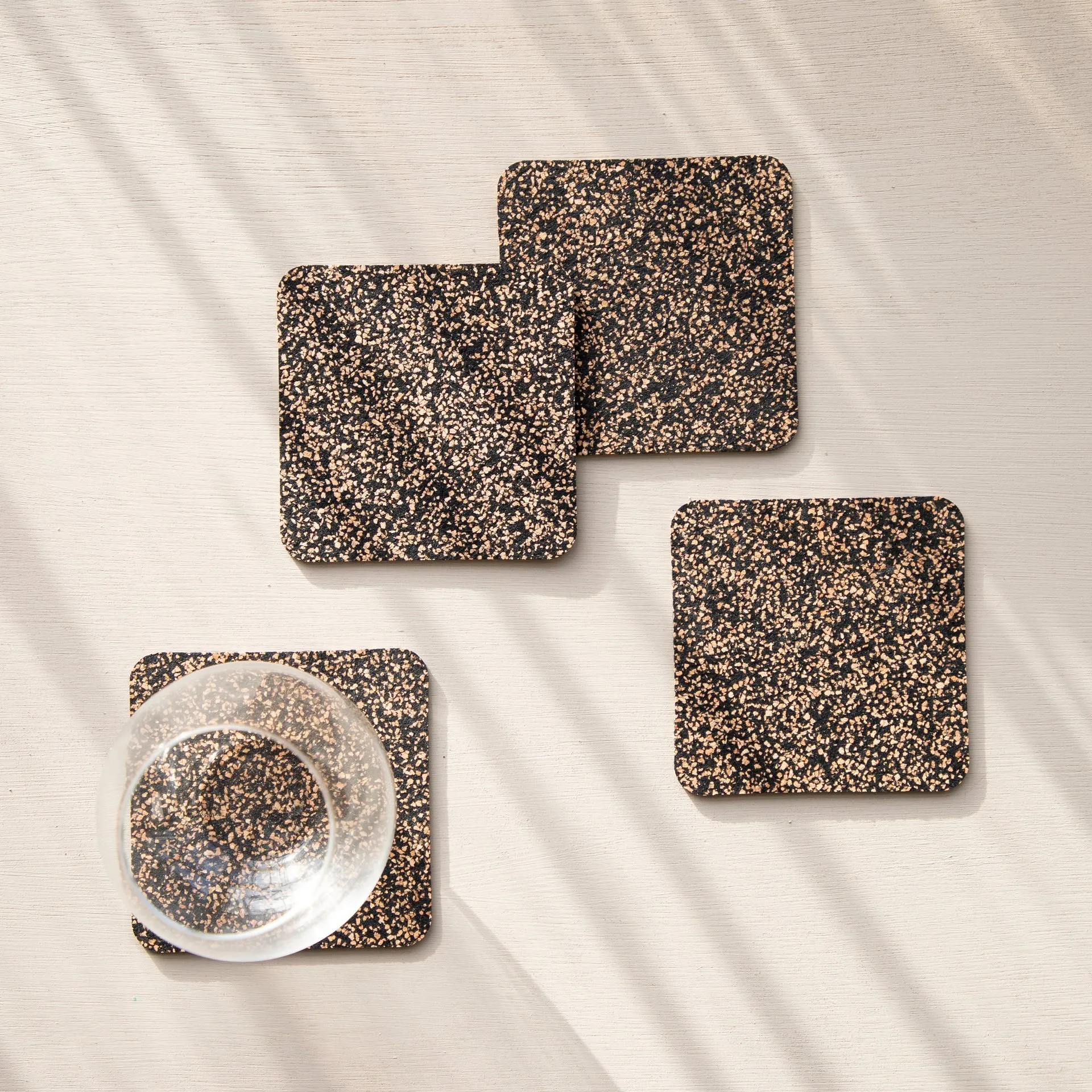 Dash Recycled Rubber & Cork Coasters | Square