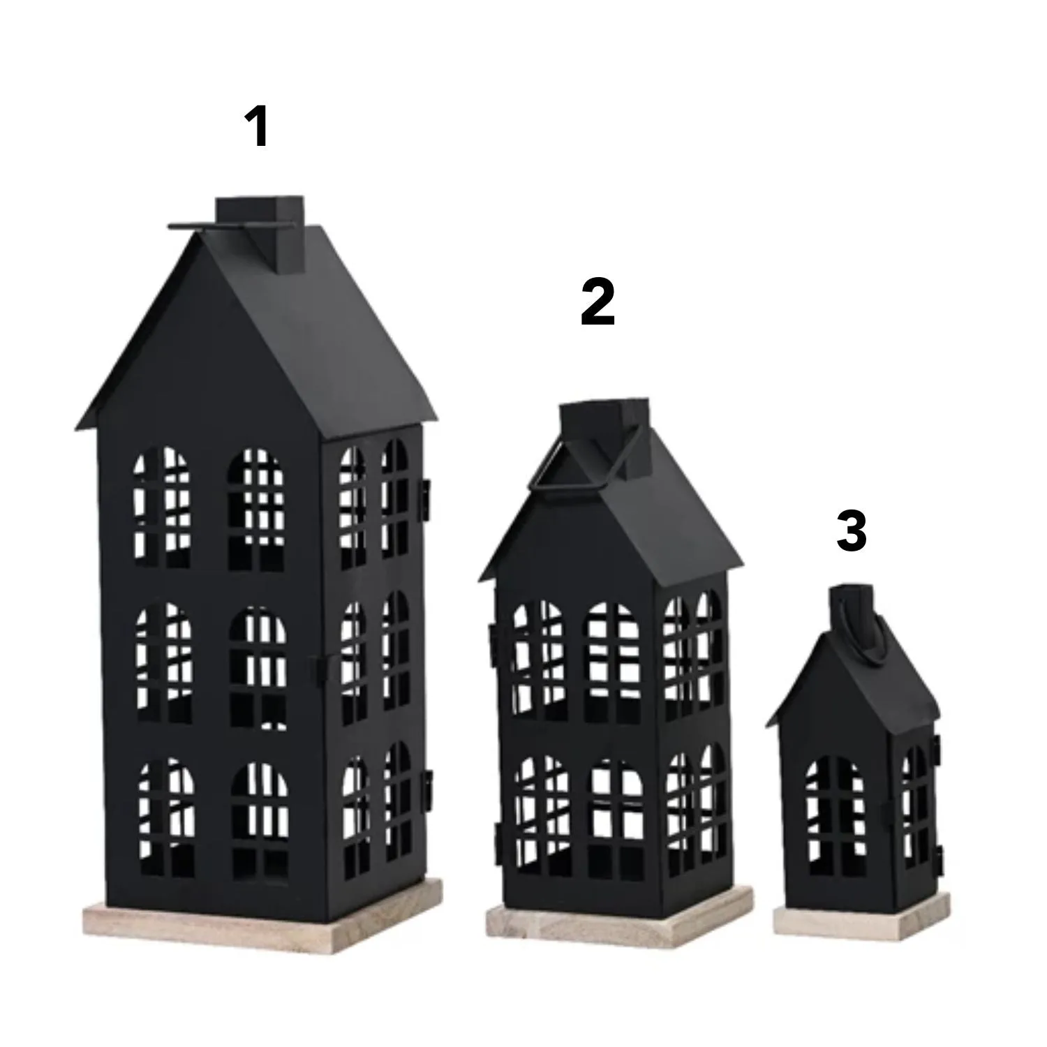 Decoris Black Lantern Iron House Candle Holder Choice 1