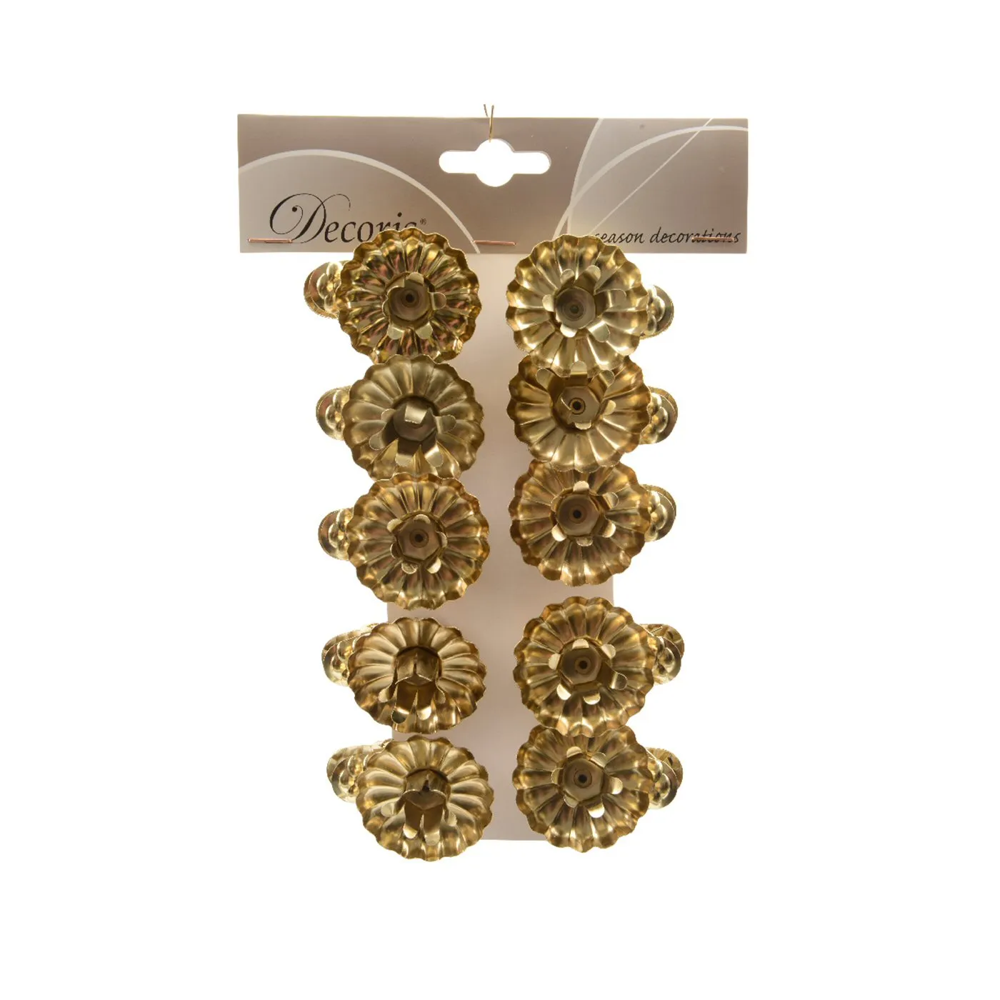 Decoris Pack of 10 Metal Gold Candle Holders on Clips