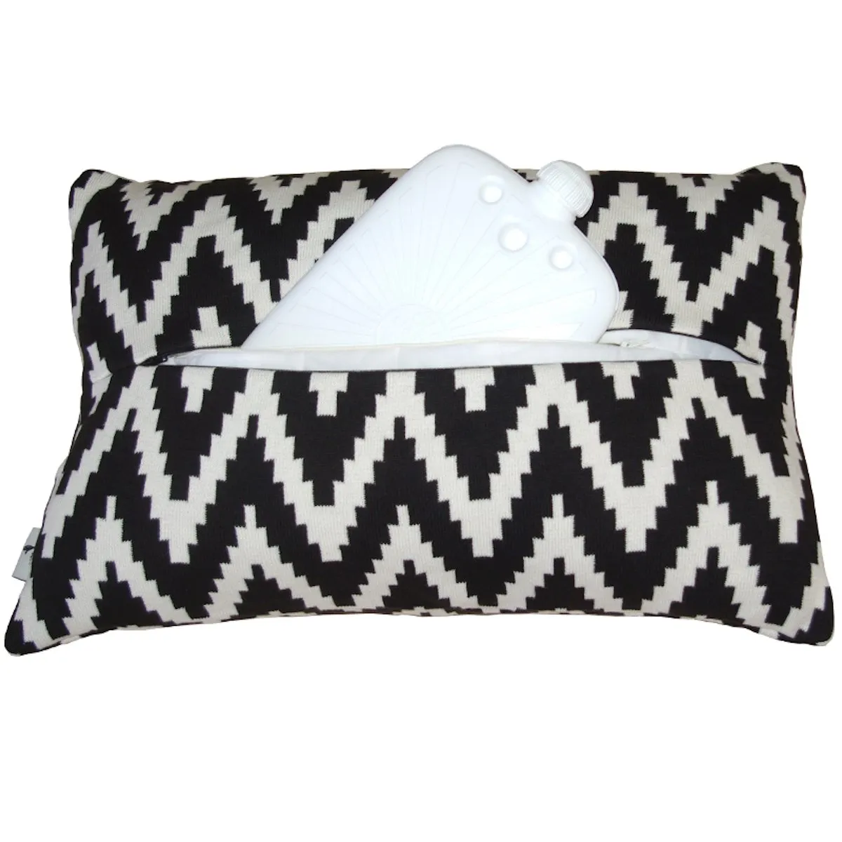 Designer Cushion with integrated Eco Hot Water Bottle -Knitted Cover- Hamburg