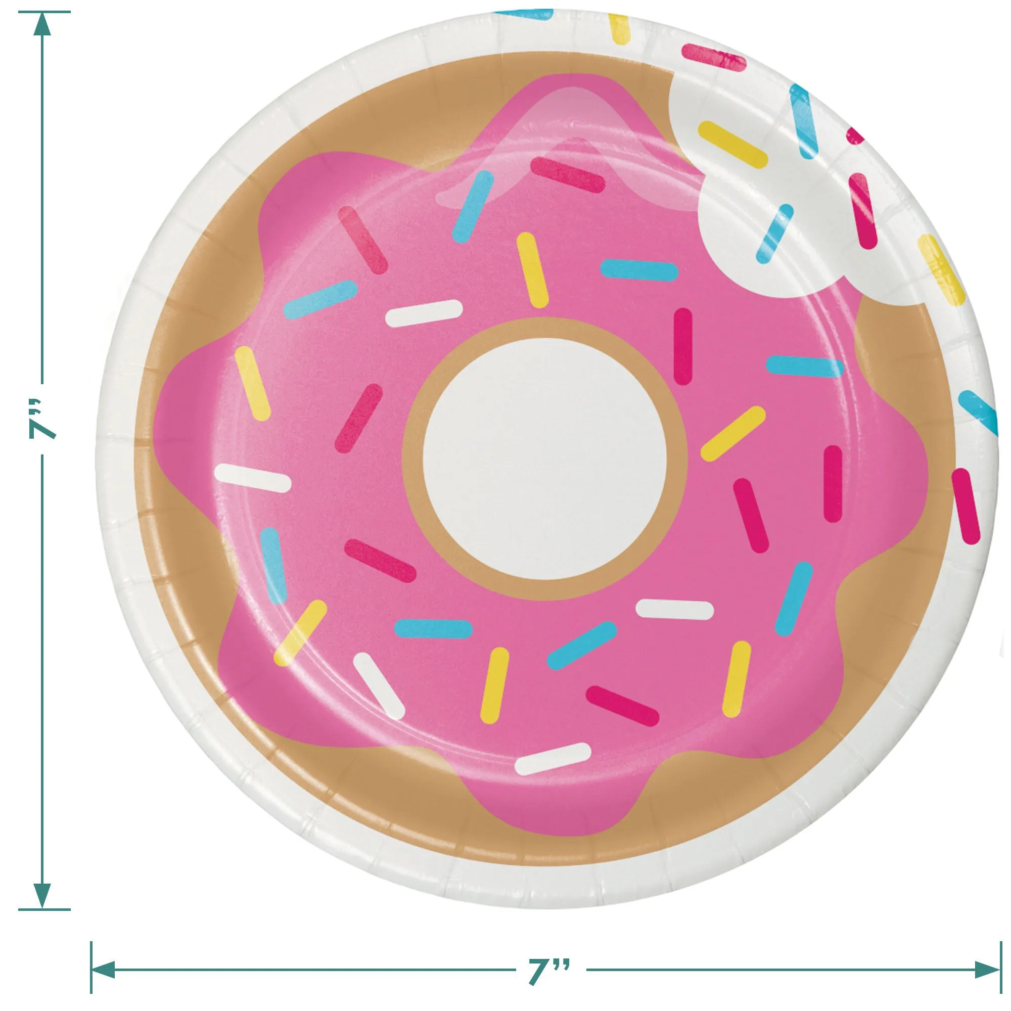 Donut Party Supplies - Assorted Donut Paper Dessert Plates, Sprinkles Beverage Napkins, and Forks (Serves 16)