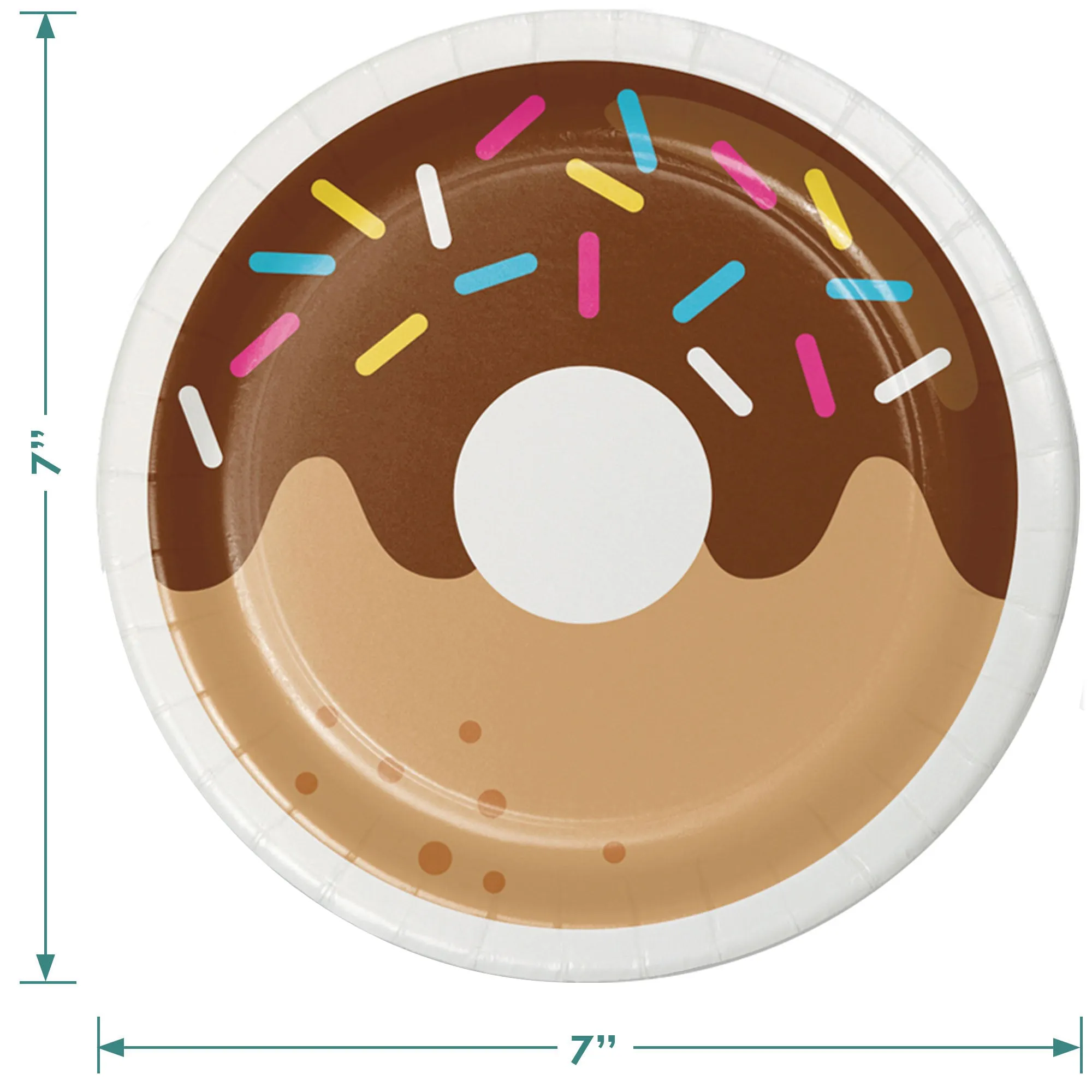 Donut Party Supplies - Assorted Donut Paper Dessert Plates, Sprinkles Beverage Napkins, and Forks (Serves 16)