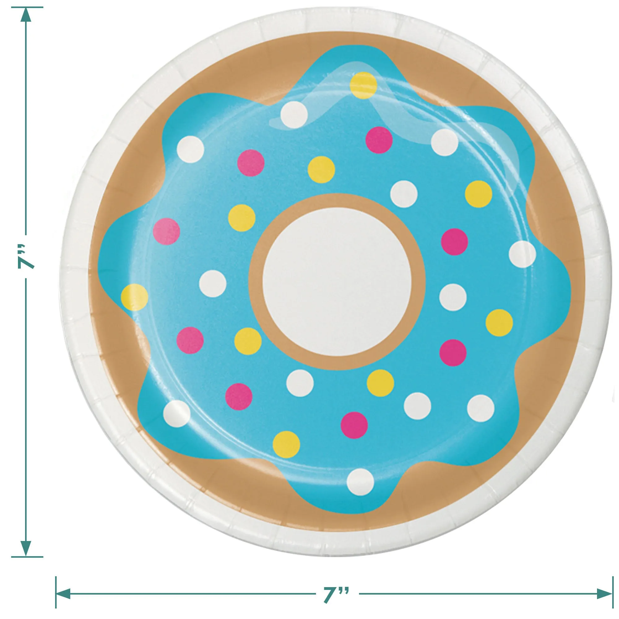 Donut Party Supplies - Assorted Donut Paper Dessert Plates, Sprinkles Beverage Napkins, and Forks (Serves 16)