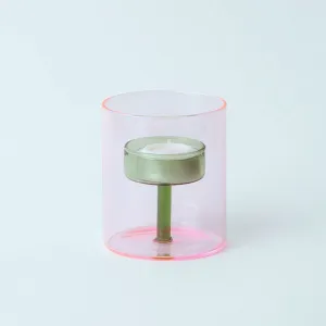 Duo Tone Glass Tea Light Holder